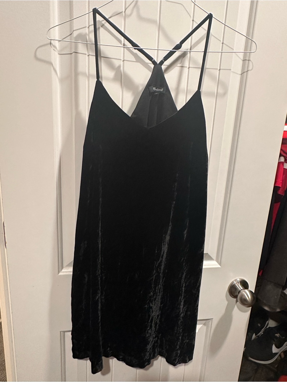 Madewell Black Velvet Slip Dress with Racerback